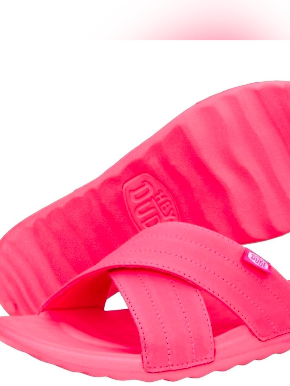 Hey Dude Shoes Woman's Electric Pink Christi Slides Mono Beach Vacation Size 9